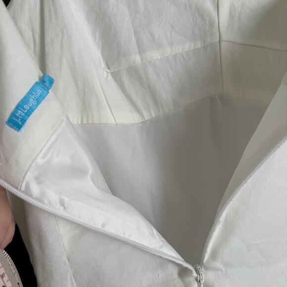 J.McLaughlin | White Linen Blend Spaghetti Strap Knee Length Dress | Size 8 - Picture 5 of 7